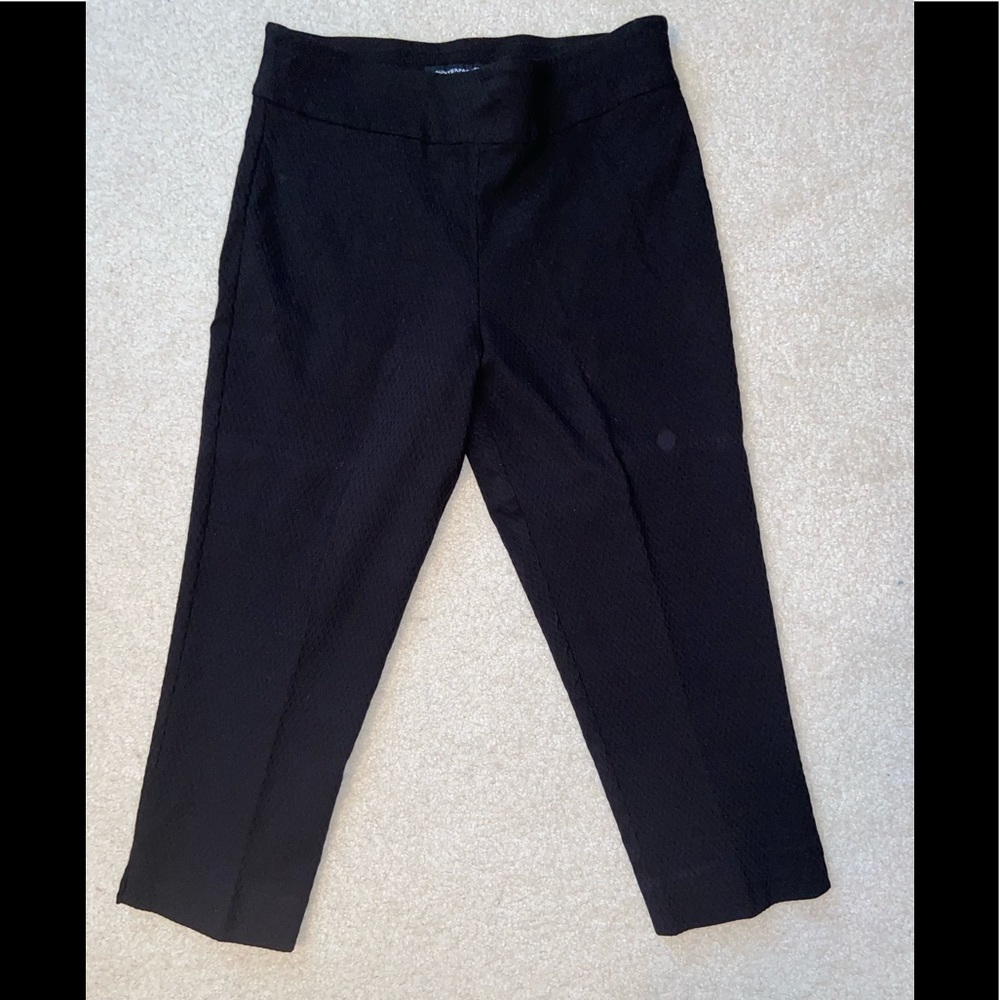 Black Textured Stretch Work Pants